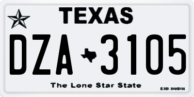 TX license plate DZA3105