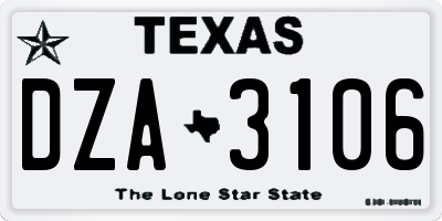 TX license plate DZA3106