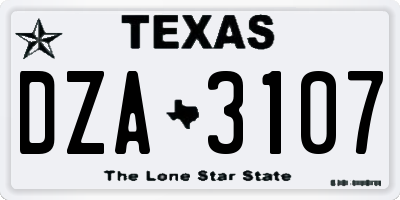 TX license plate DZA3107
