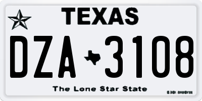 TX license plate DZA3108