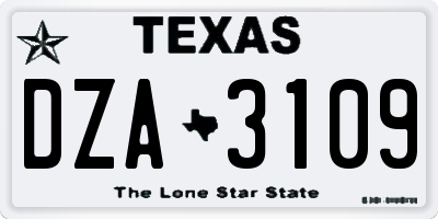 TX license plate DZA3109