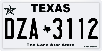 TX license plate DZA3112