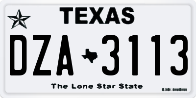 TX license plate DZA3113