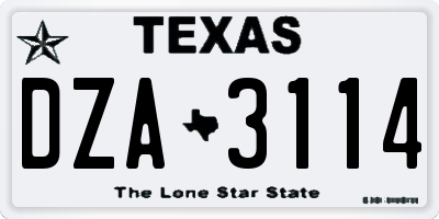 TX license plate DZA3114