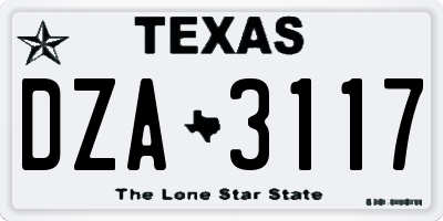 TX license plate DZA3117