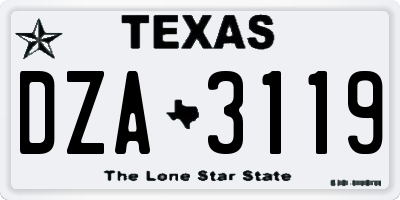 TX license plate DZA3119