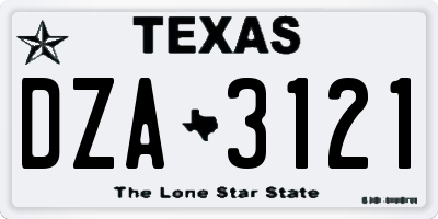 TX license plate DZA3121