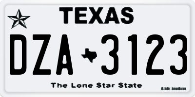 TX license plate DZA3123