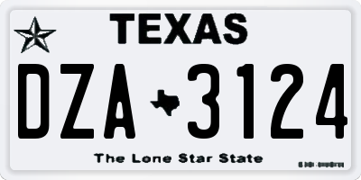 TX license plate DZA3124