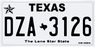 TX license plate DZA3126