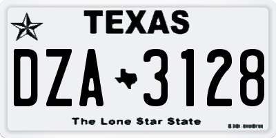TX license plate DZA3128