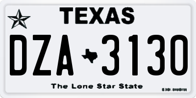 TX license plate DZA3130