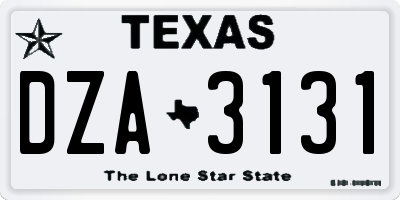 TX license plate DZA3131