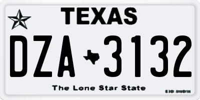 TX license plate DZA3132