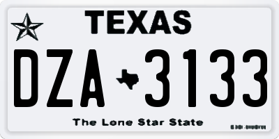 TX license plate DZA3133