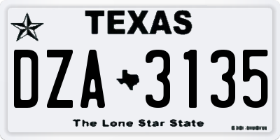 TX license plate DZA3135