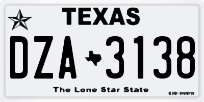 TX license plate DZA3138
