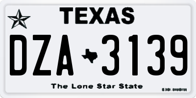 TX license plate DZA3139