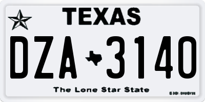 TX license plate DZA3140