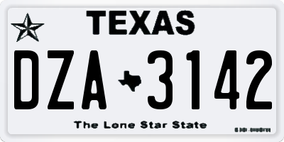 TX license plate DZA3142