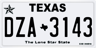 TX license plate DZA3143