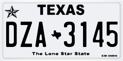 TX license plate DZA3145