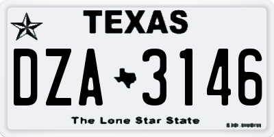 TX license plate DZA3146