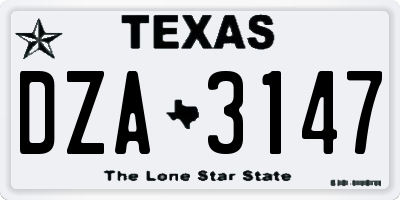 TX license plate DZA3147