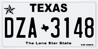 TX license plate DZA3148