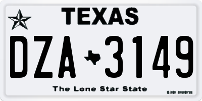 TX license plate DZA3149