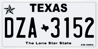TX license plate DZA3152