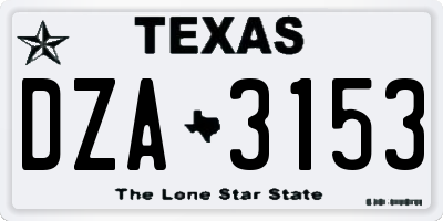 TX license plate DZA3153