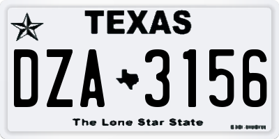TX license plate DZA3156