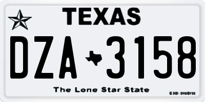 TX license plate DZA3158