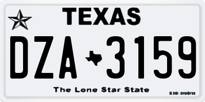 TX license plate DZA3159