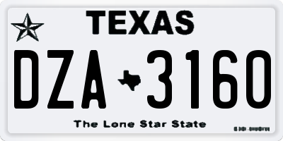 TX license plate DZA3160