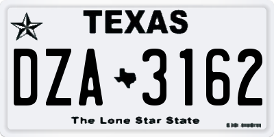 TX license plate DZA3162