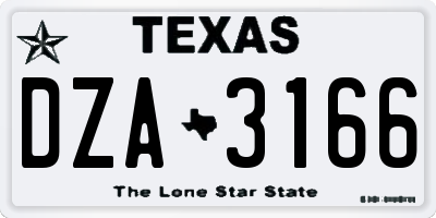TX license plate DZA3166