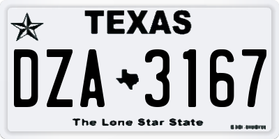 TX license plate DZA3167