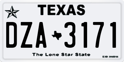 TX license plate DZA3171