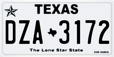 TX license plate DZA3172