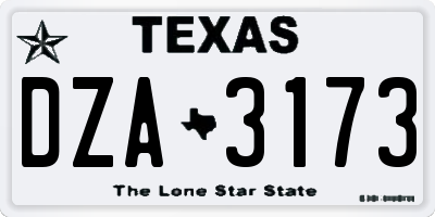 TX license plate DZA3173