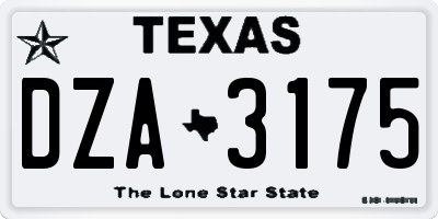 TX license plate DZA3175