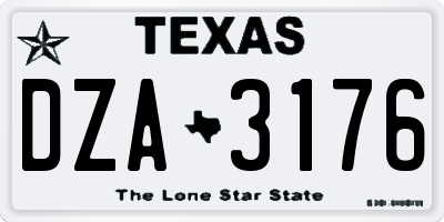 TX license plate DZA3176