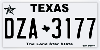 TX license plate DZA3177