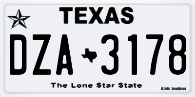 TX license plate DZA3178