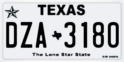 TX license plate DZA3180