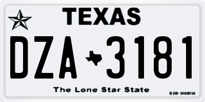 TX license plate DZA3181