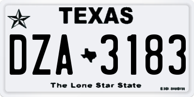 TX license plate DZA3183