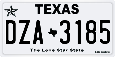 TX license plate DZA3185